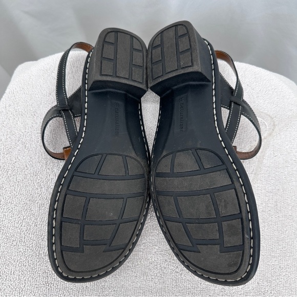 Naturalizer Gisela Leather Sandals 9.5M Black Adjustable Buckle Strap Wedge Heel - Picture 7 of 8